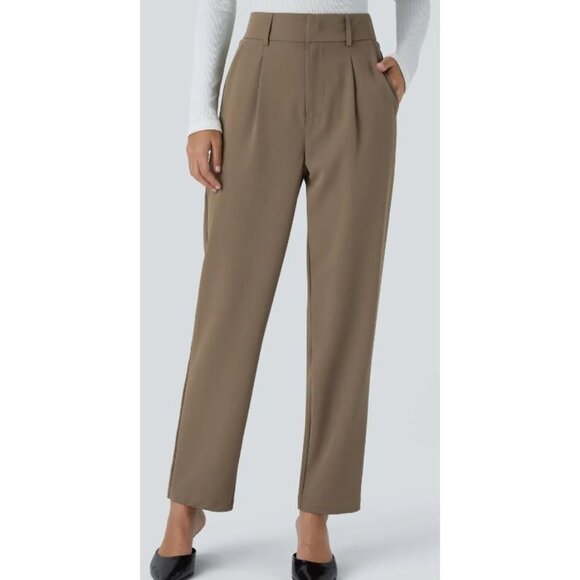 Halara High Waisted Pocket Solid Work Tapered Pants Size Medium 8/10 NWT $59 Kan - Picture 1 of 11